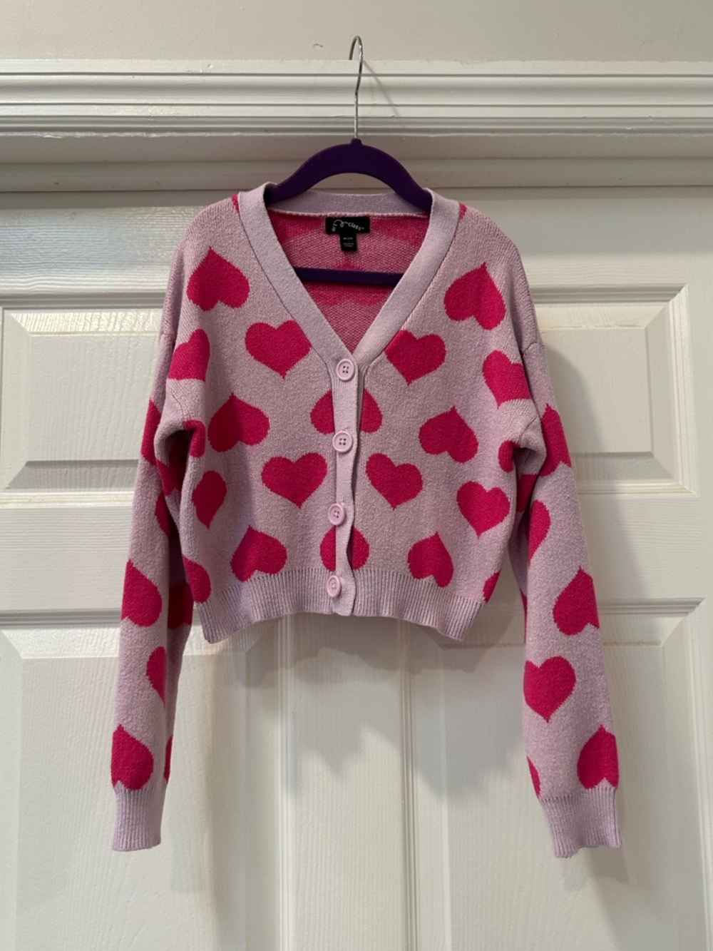 Art Class Retro Heart Girl’s Cardigan Sweater Size Medium (7-8)